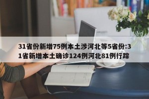31省份新增75例本土涉河北等5省份:31省新增本土确诊124例河北81例行踪